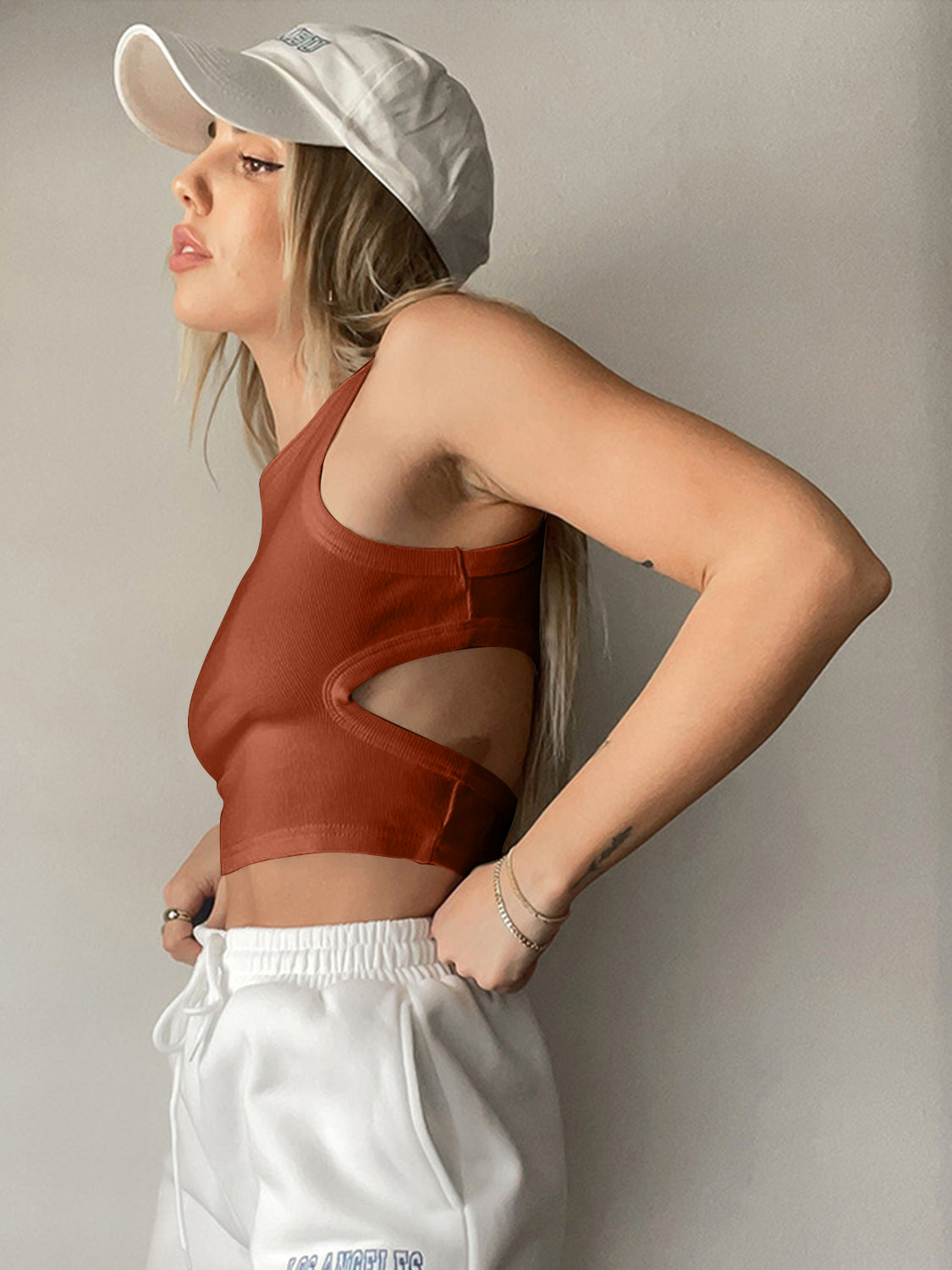 Cutout Round Neck Tank apparel & accessories