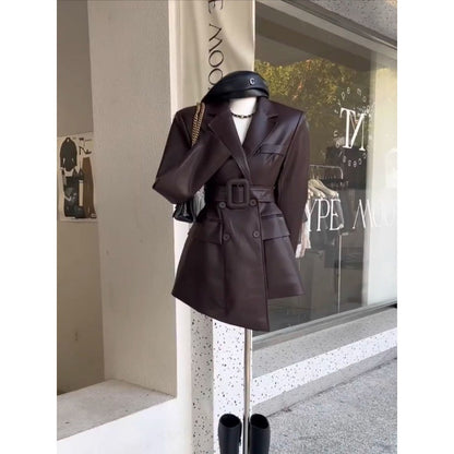 Fashionable Retro Beautiful Leather Coat apparels & accessories