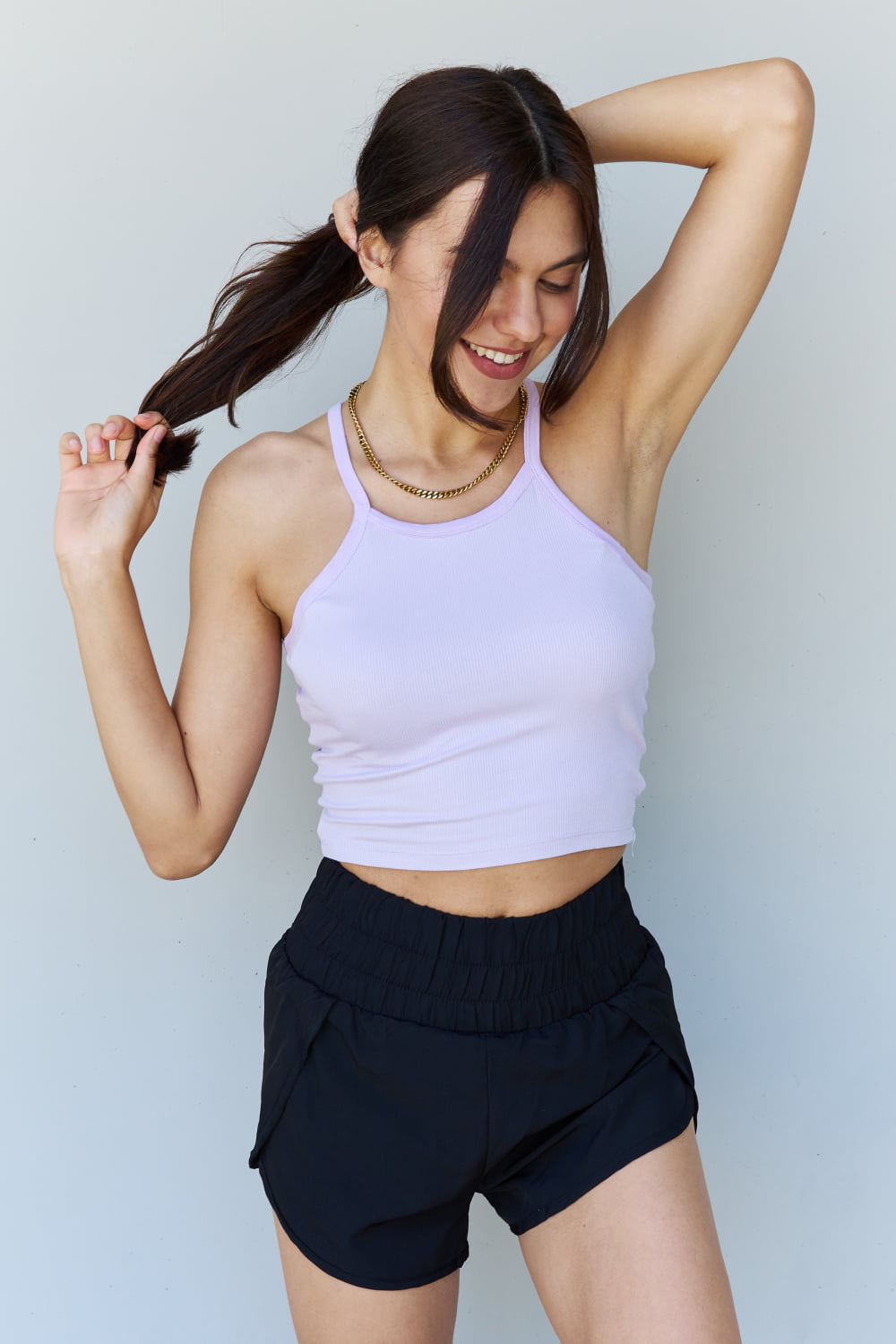 Ninexis Everyday Staple Soft Modal Short Strap Ribbed Tank Top in Lavender Dresses & Tops