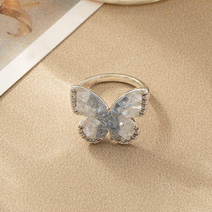 Fashion Jewelry Blue Crystal Butterfly Necklace Female Gradient Crystal Jewelry