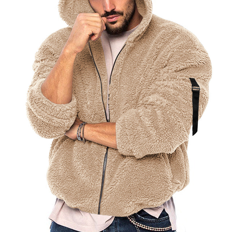 Double-sided Warm Hooded Zipper Casual Jacket Coat men's clothing