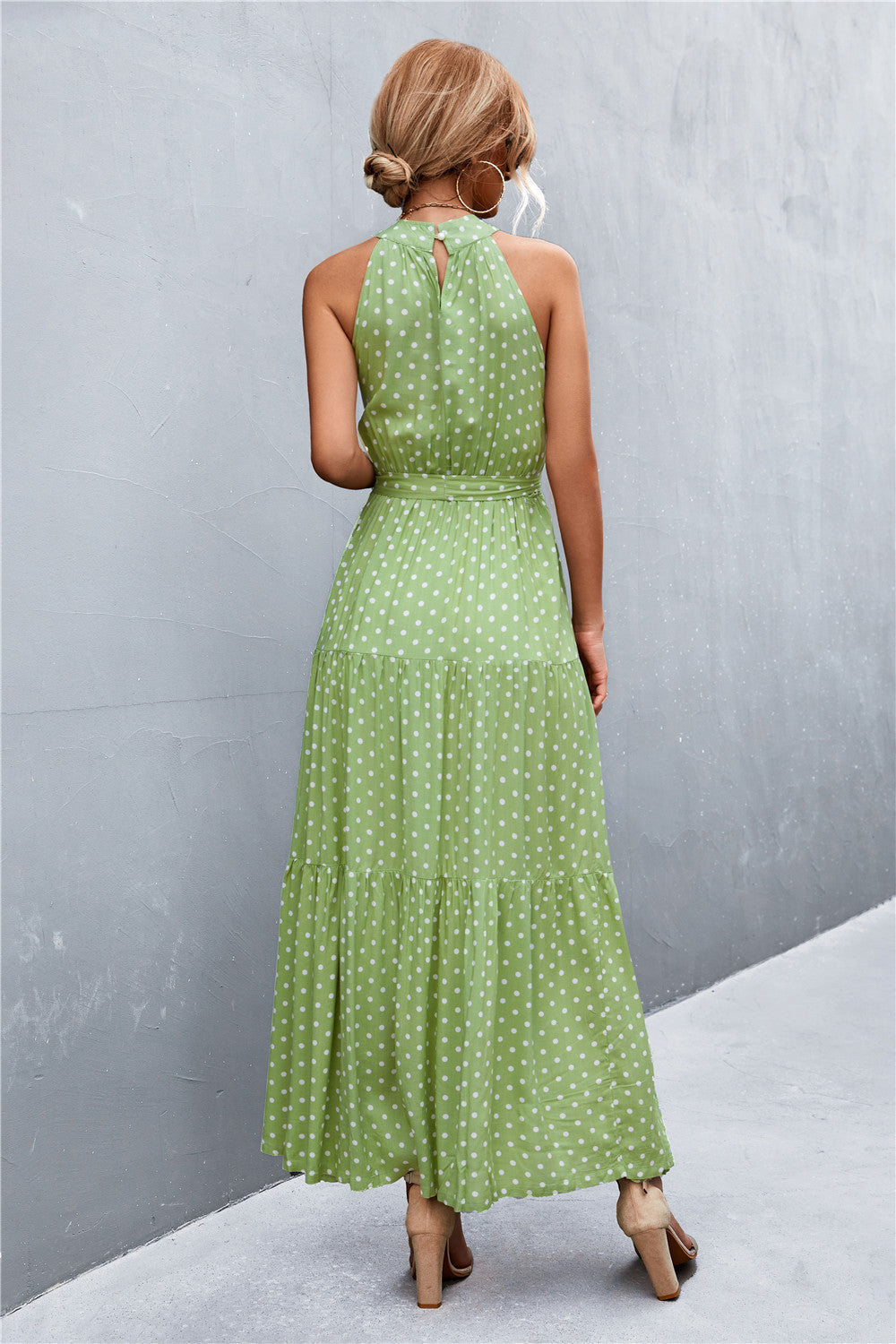 Printed Sleeveless Tie Waist Maxi Dress apparel & accessories