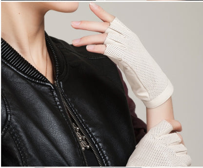 Leather Sheepskin Non-slip Thermal Short Half-finger Gloves apparels & accessories