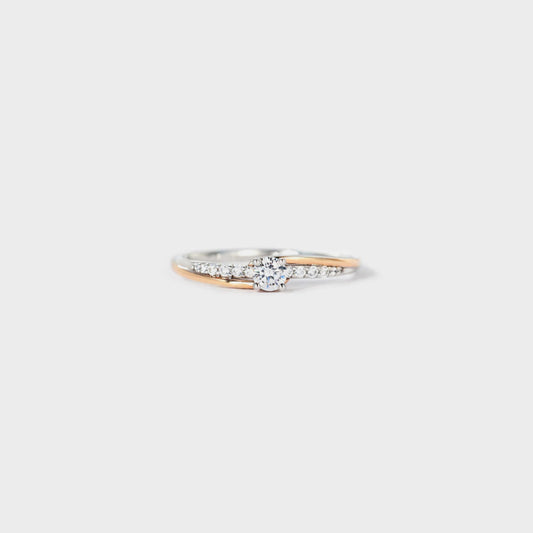 Inlaid Zircon Bicolor Rose Gold-Plated Ring apparel & accessories