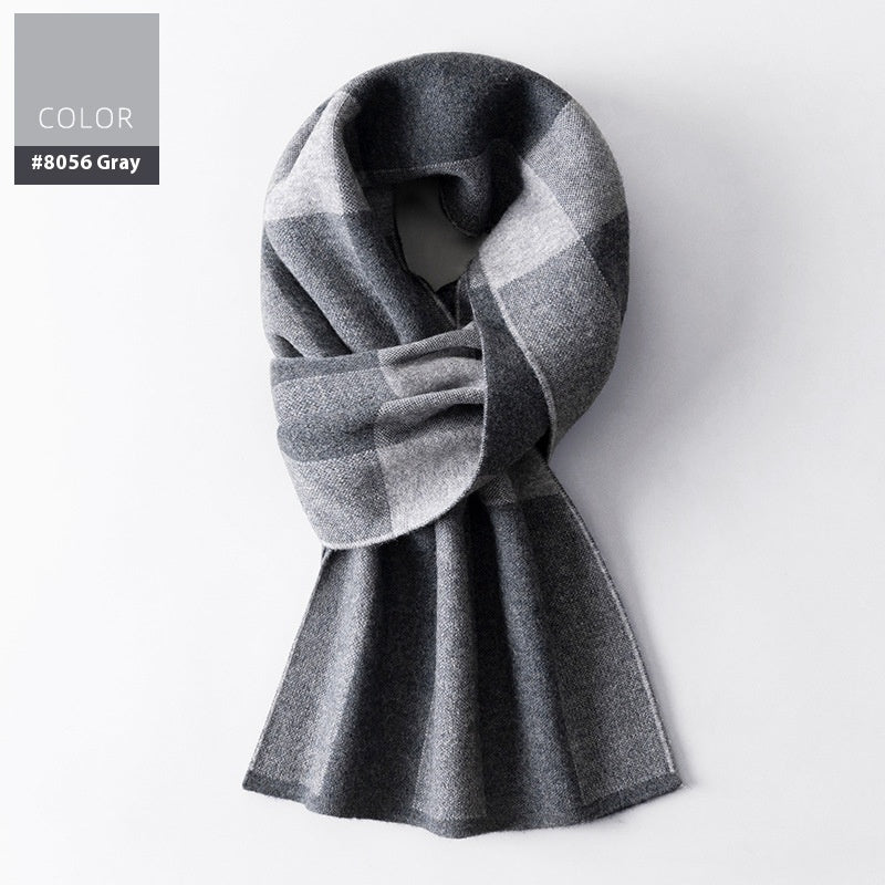 Wool Scarf Men's Winter Plaid Double-sided Scarf Men's Scarves