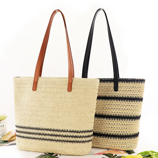 Striped Large Capacity Casual Handbag Summer Straw Bags Accessories for women