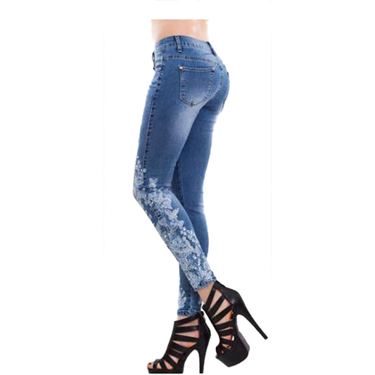 High-waisted embroidered jeans apparel & accessories
