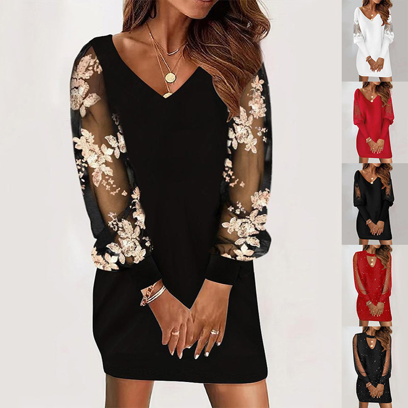 Long-sleeved V-neck Dress apparel & accessories