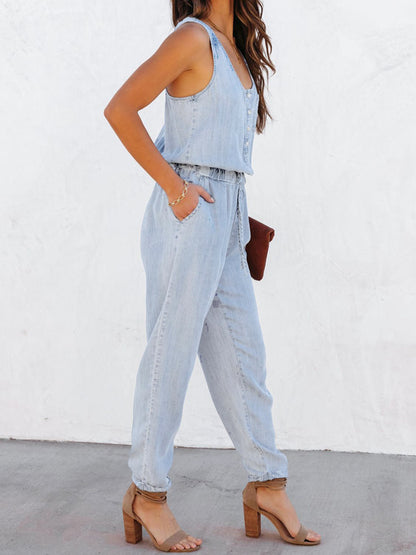 Drawstring Waist Sleeveless Jumpsuit apparel & accessories