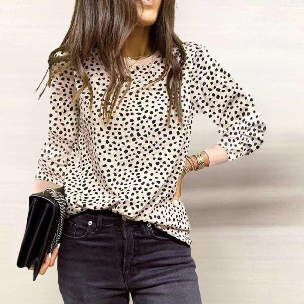 Women's Spot Printed Long-sleeved Top apparel & accessories