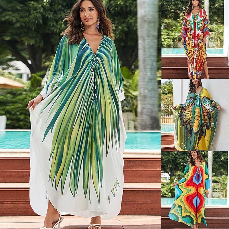 European And American Printed Chest Woven Beach Cover-up apparel & accessories