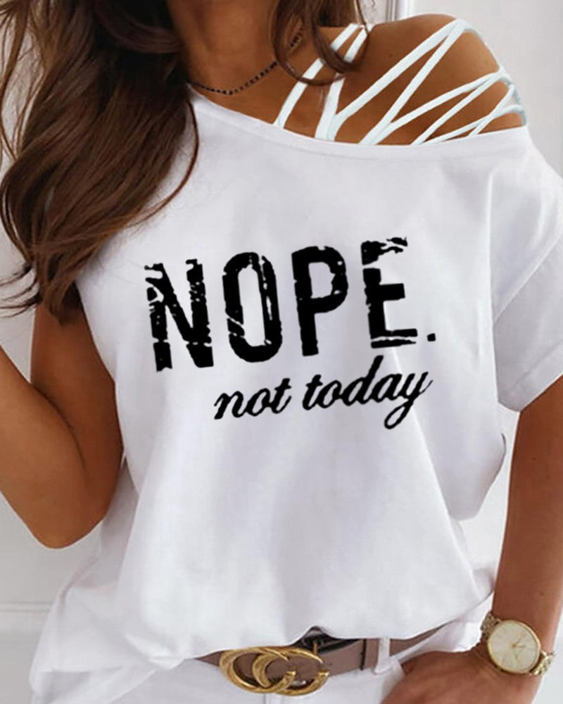 Summer New Women's Off-Shoulder Printed T-Shirt Top apparel & accessories