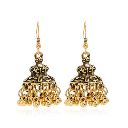 Bohemian Ethnic Carved Vintage Pattern Creative Bell Earrings Jewelry