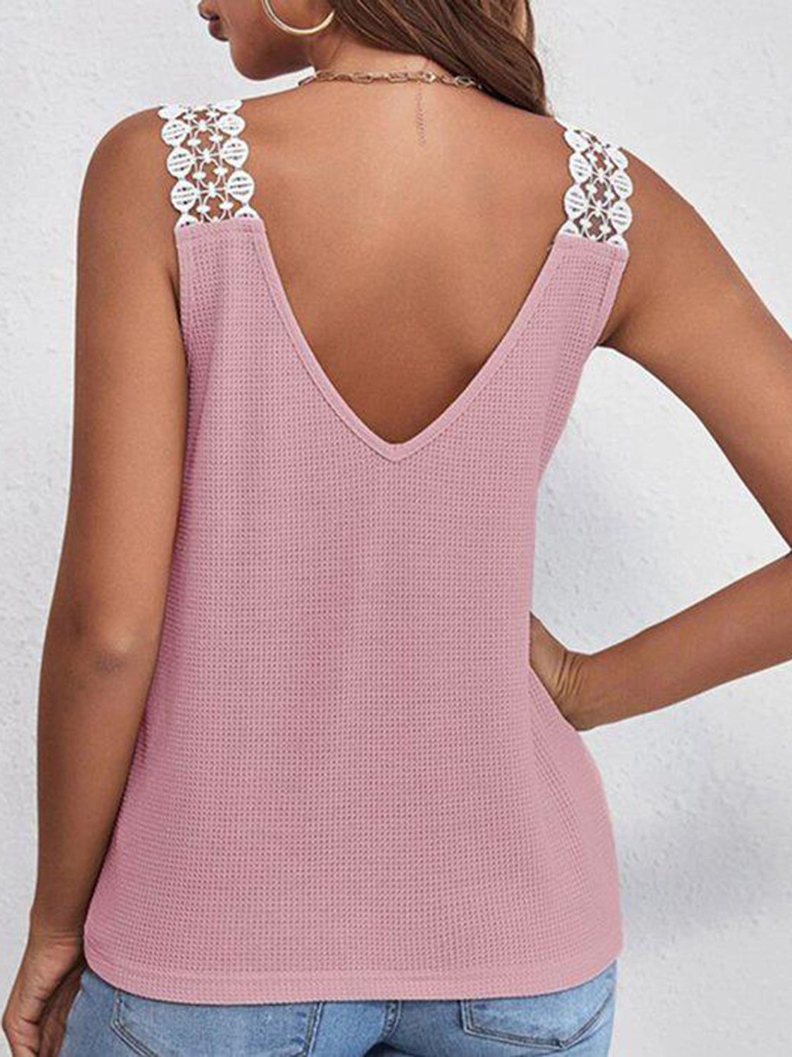 Full Size Lace Detail V-Neck Tank apparel & accessories