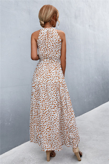 Printed Sleeveless Tie Waist Maxi Dress apparel & accessories