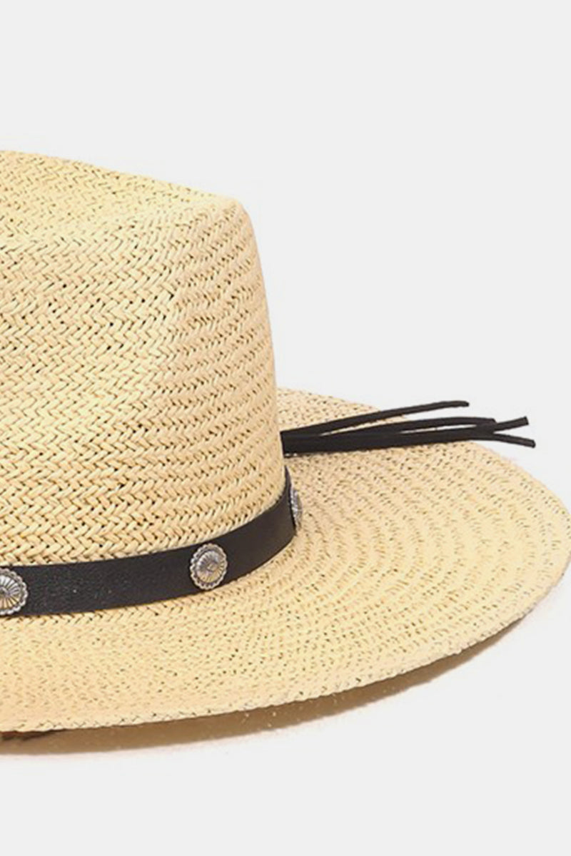 Fame Belt Strap Straw Hat apparel & accessories