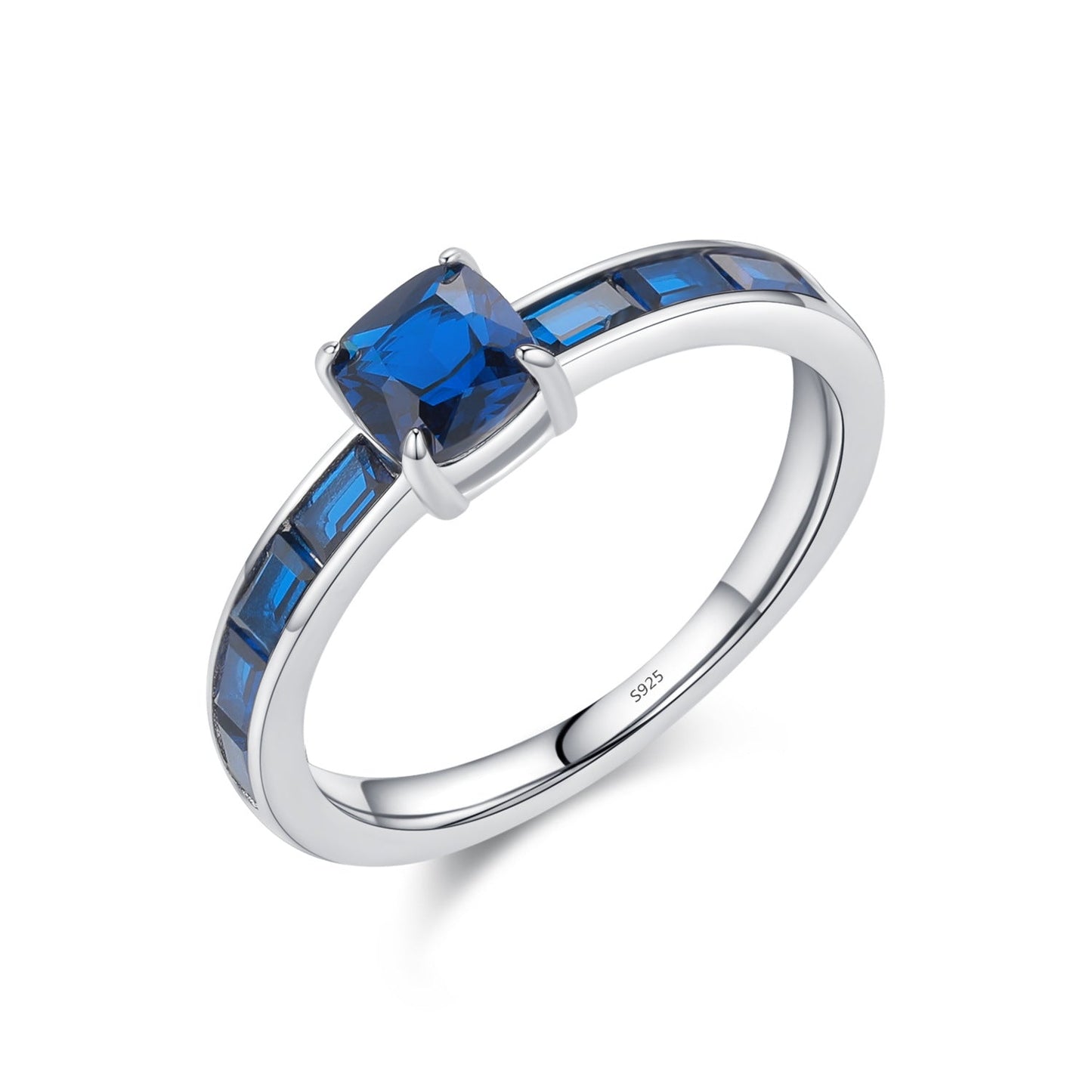 Women's S925 Sterling Silver French Retro Sapphire Ring Jewelry