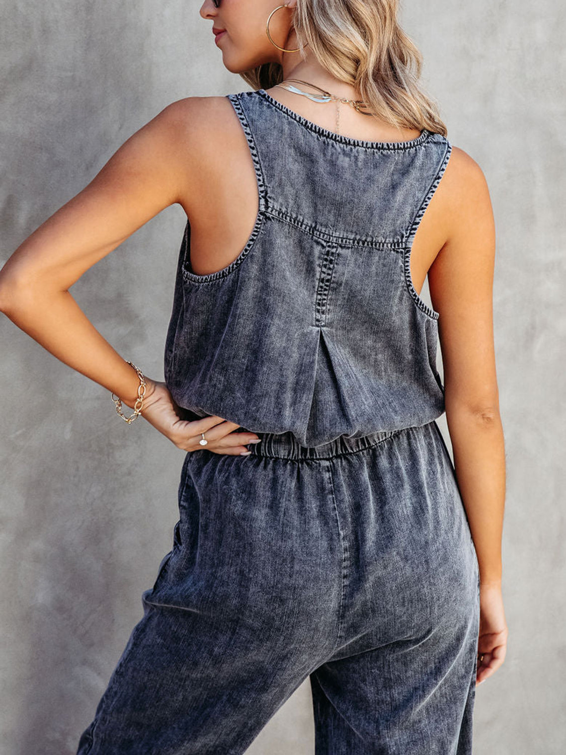 Drawstring Waist Sleeveless Jumpsuit apparel & accessories