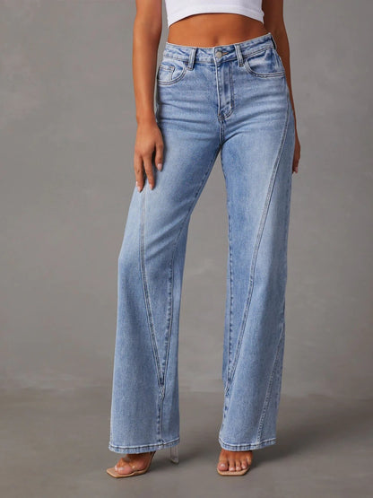 High Waist Straight Jeans with Pockets apparel & accessories