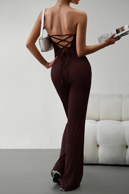 Strapless Lace-Up Jumpsuit Bottom wear