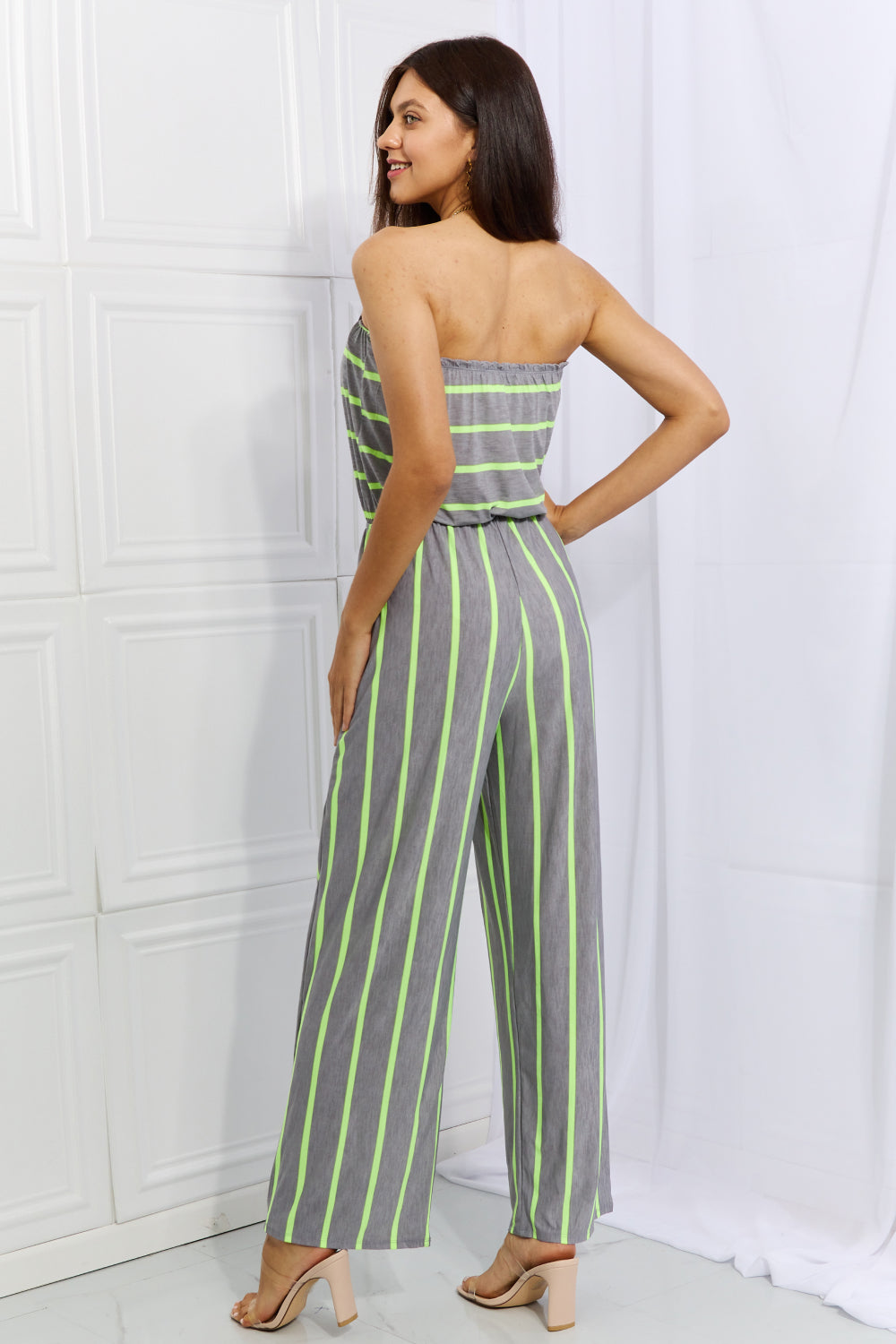 Sew In Love Pop Of Color Full Size Sleeveless Striped Jumpsuit Bottom wear