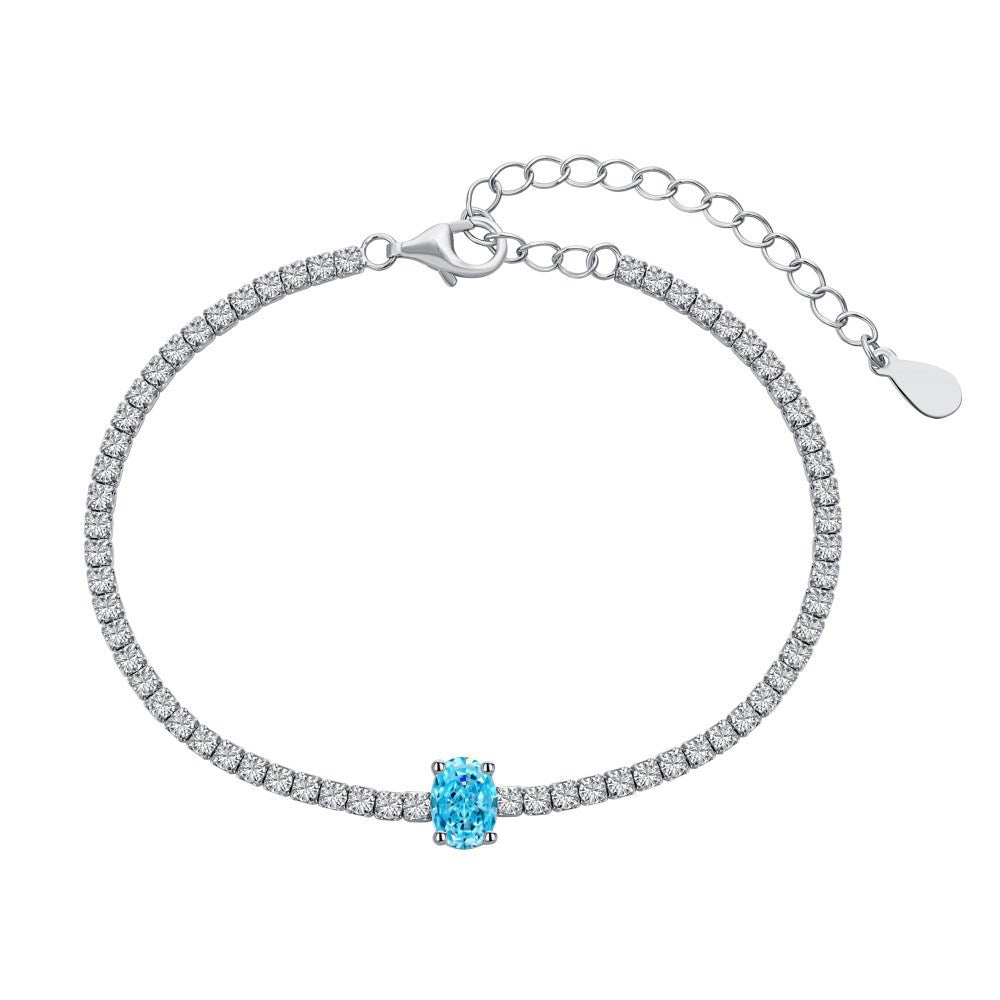 Colorful Oval Zircon S925 Sterling Silver Tennis Bracelet For Women Jewelry