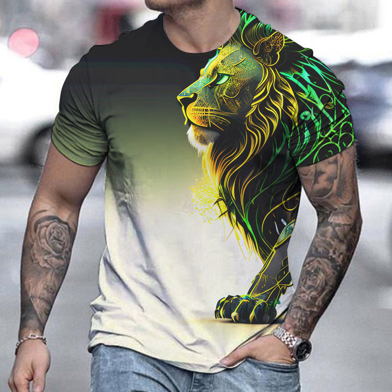 Men's Casual Lion Printing Short-sleeved T-shirt T-Shirts & hoodies