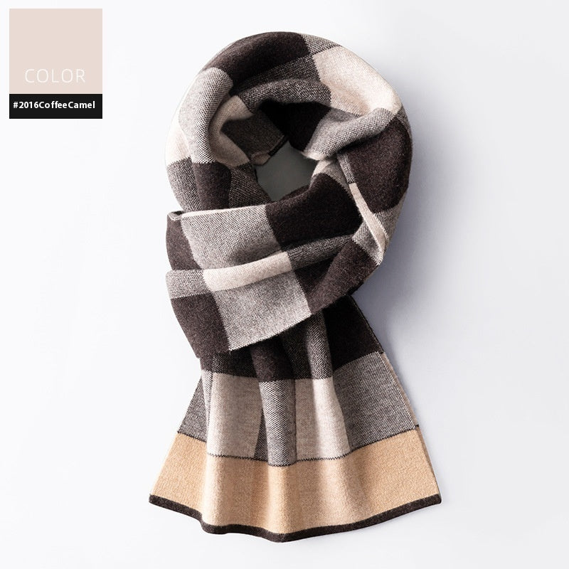 Wool Scarf Men's Winter Plaid Double-sided Scarf Men's Scarves