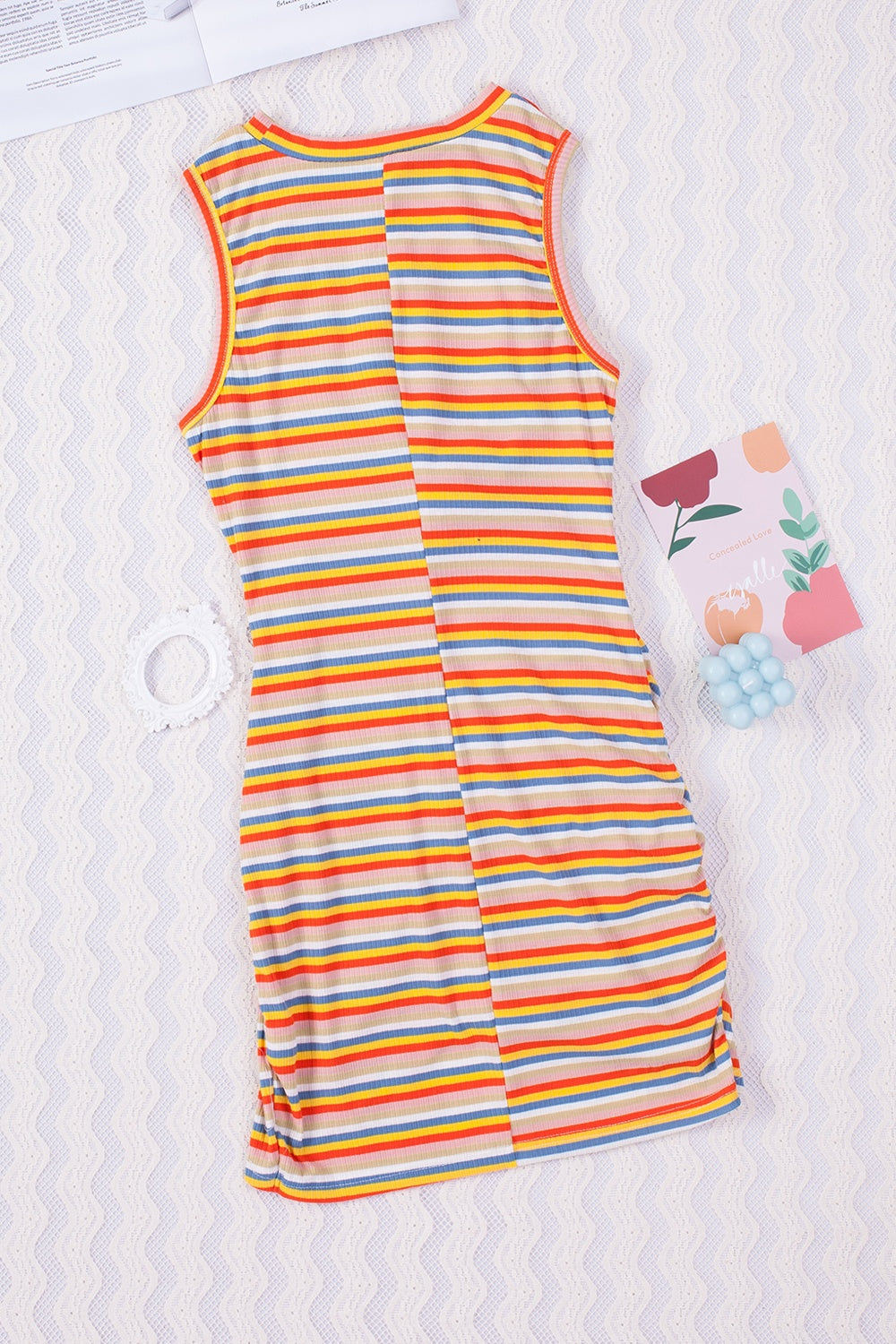 Cutout Striped Round Neck Sleeveless Dress Dresses & Tops