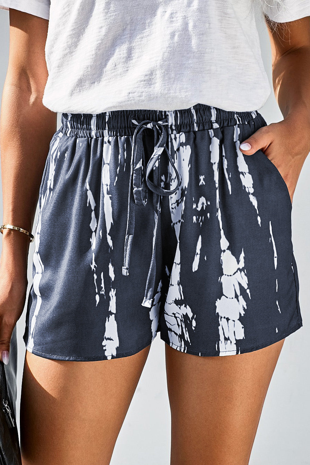 Tie-Dye Drawstring Waist Shorts with Pockets apparel & accessories