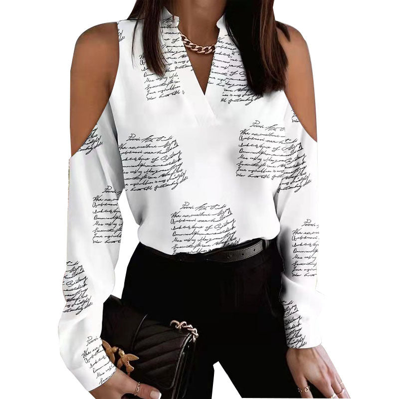 Long Sleeve Off-shoulder Printed Shirt apparels & accessories