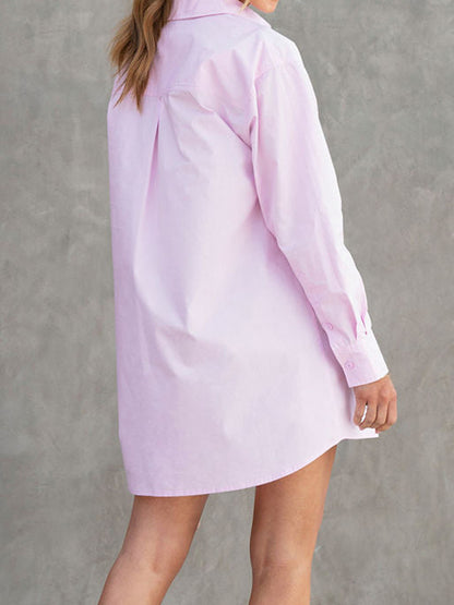 Button Up Long Sleeve Mini Shirt Dress apparel & accessories