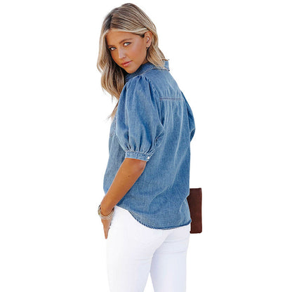 Thin Denim Shirt Casual Top For Women apparels & accessories