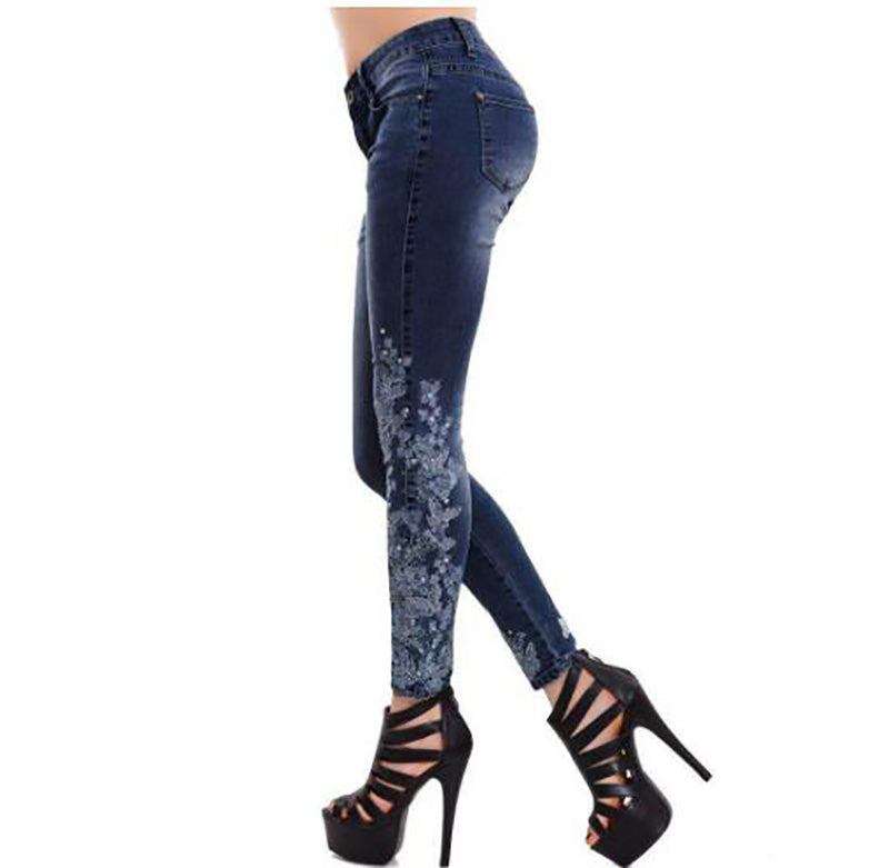 High-waisted embroidered jeans apparel & accessories