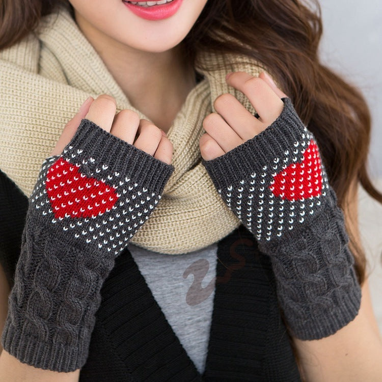 Typing Female Heart Peach Heart Christmas Gloves apparels & accessories