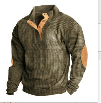 Printed Stand Collar Men's Clothing Casual Sweatshirt T-Shirt