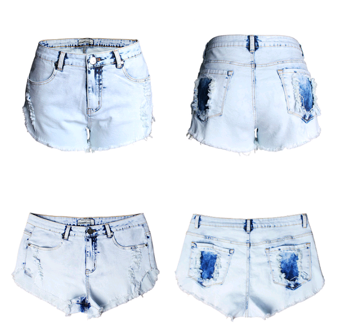 Ripped high waist white washed denim shorts 0