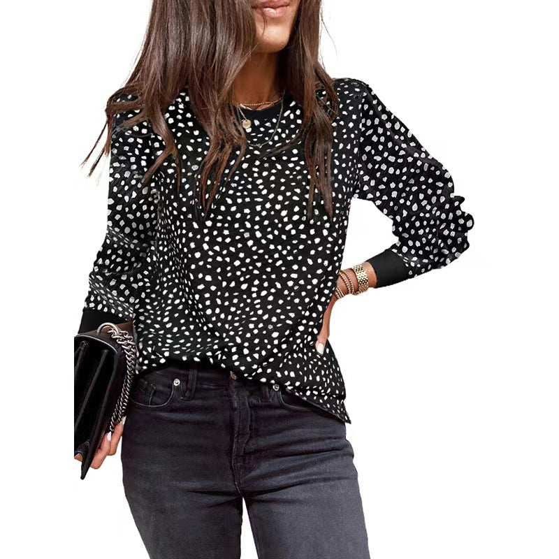 Women's Spot Printed Long-sleeved Top apparel & accessories