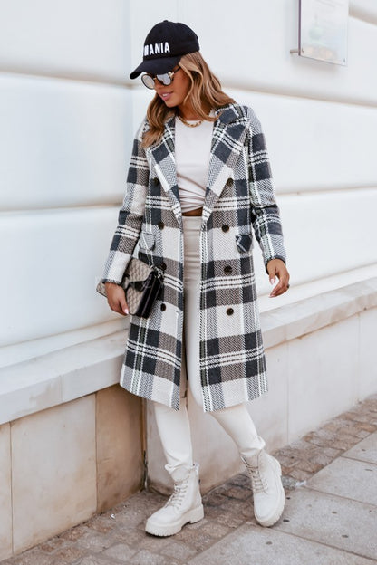 European And American Fashion Plaid Woolen Coat apparel & accessories