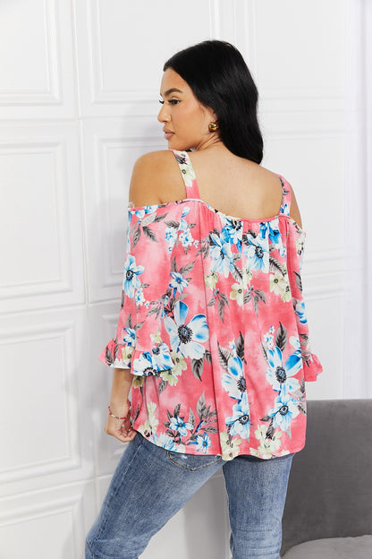 Sew In Love Full Size Fresh Take  Floral Cold-Shoulder Top Dresses & Tops