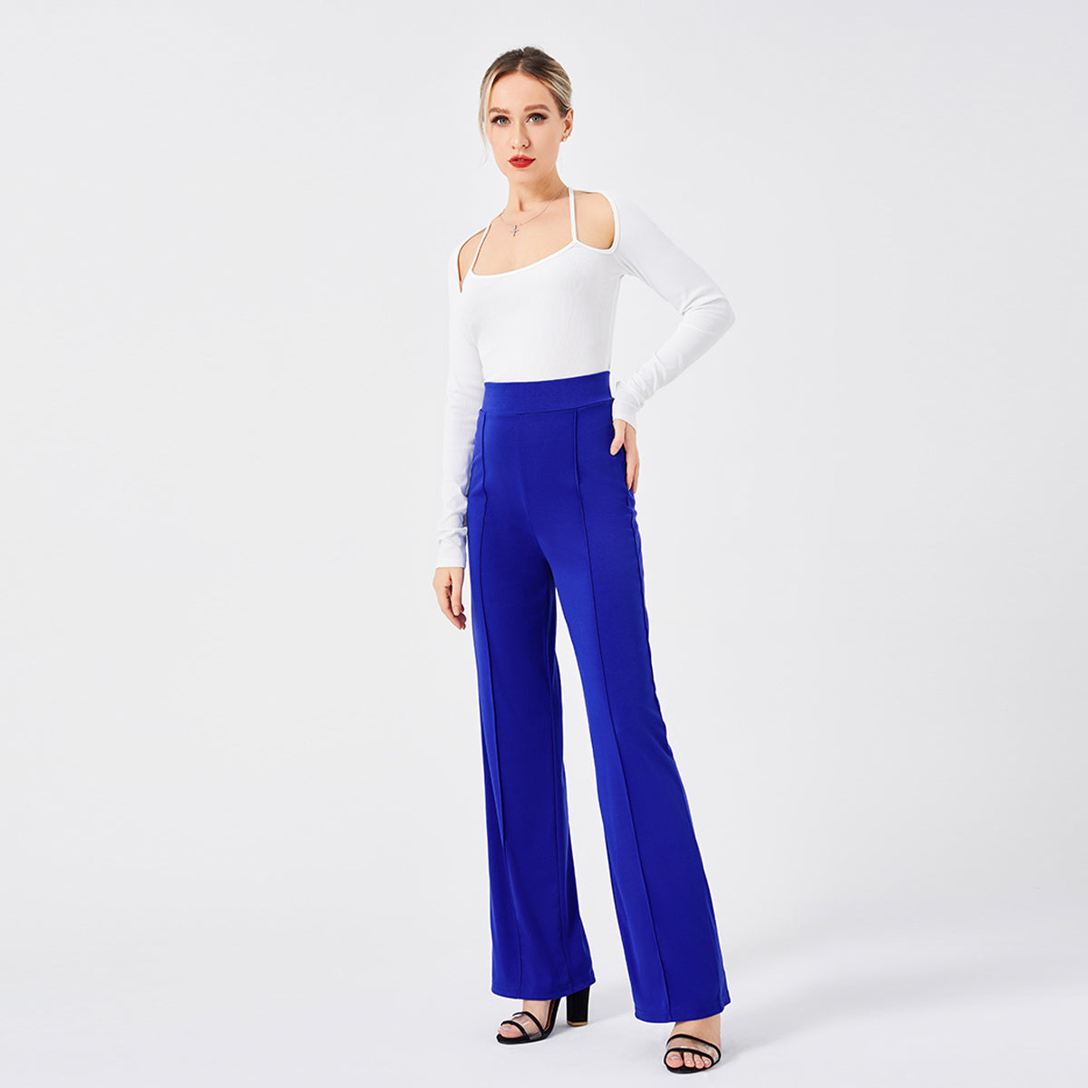 Solid Color Casual Pants Slim, High-waisted Bell Bottoms apparels & accessories