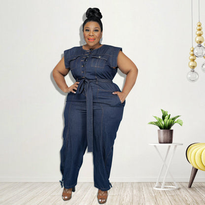 Washed Denim Casual Jumpsuit apparel & accessories