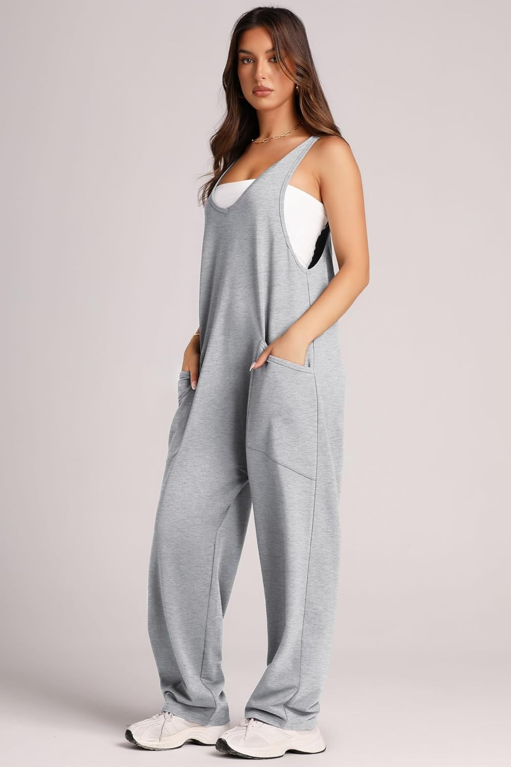 Wide Strap Jumpsuit with Pockets Bottom wear