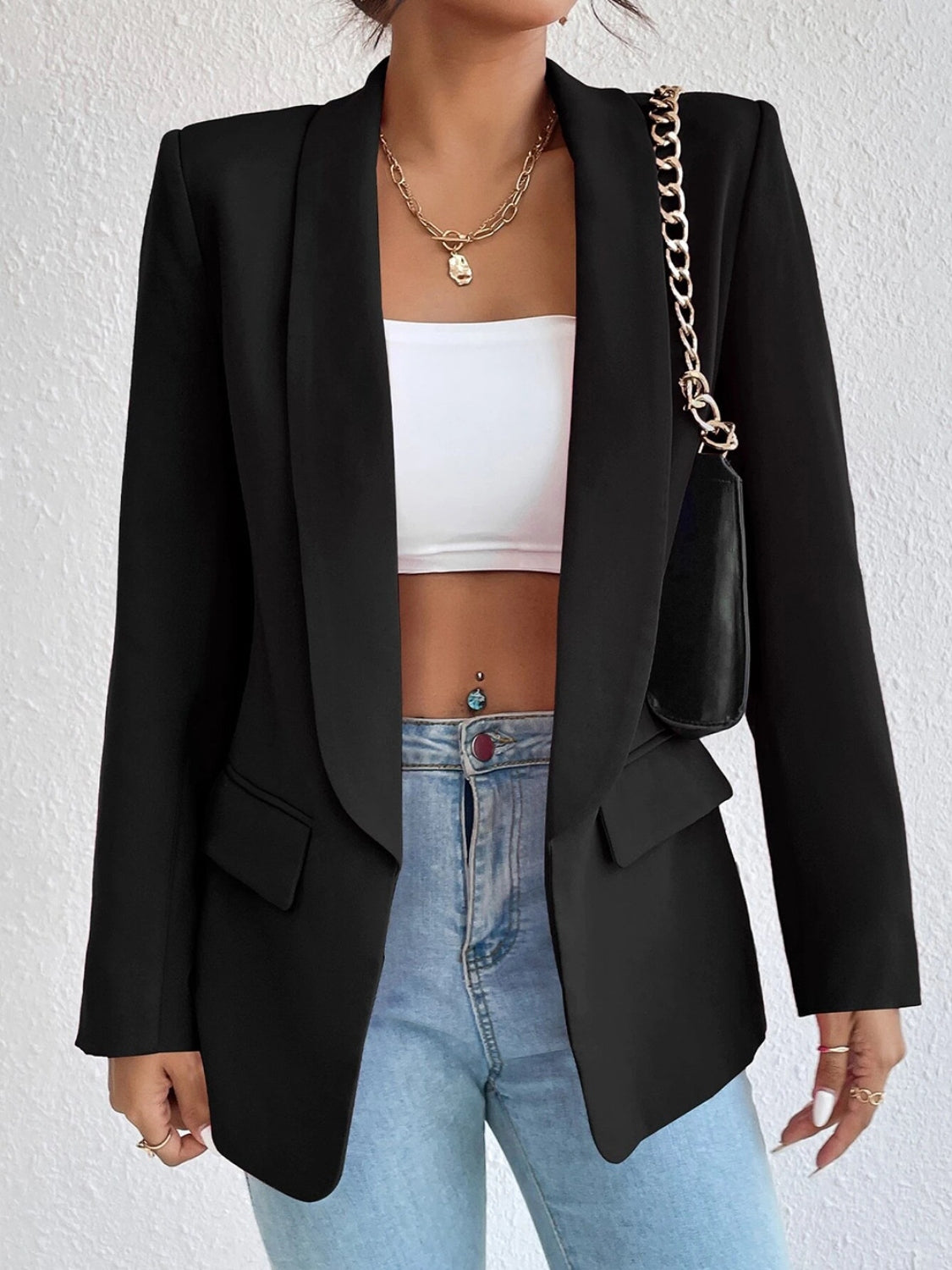 Shawl Collar Long Sleeve Blazer Accessories for women