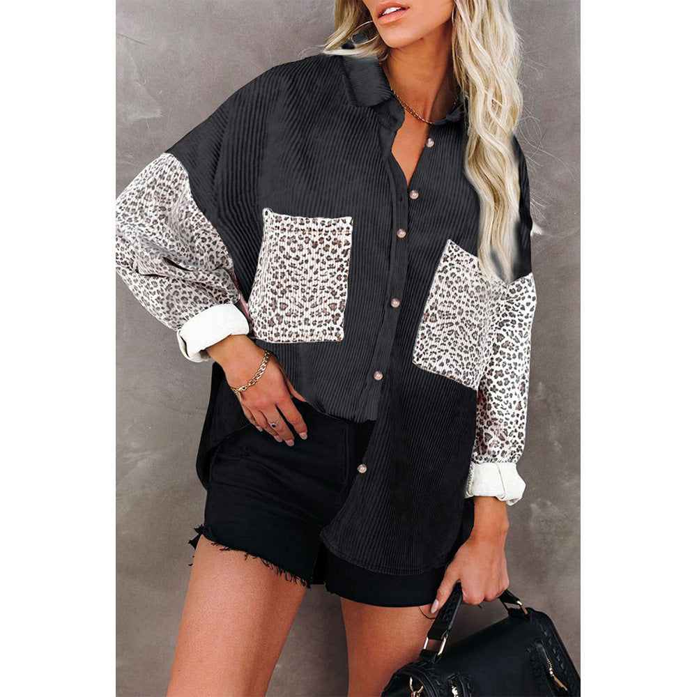 Leopard Print Women's Shirt Lapel Jacket apparels & accessories