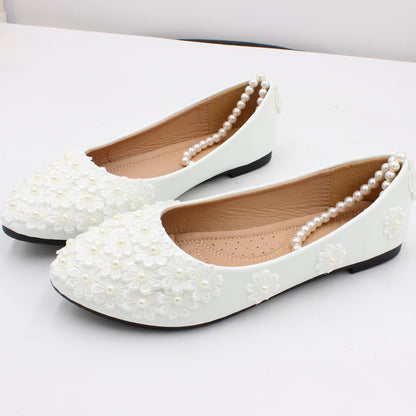 Plus Size White Medium Heel Wedding Shoes Bride Shoes & Bags