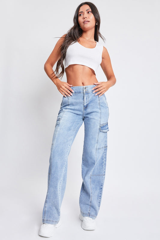 YMI Jeanswear High-Rise Straight Cargo Jeans Bottom wear