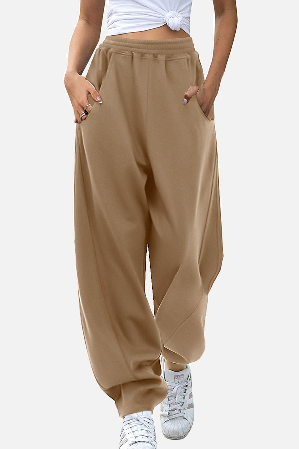 Elastic Waist Sweatpants with Pockets apparel & accessories