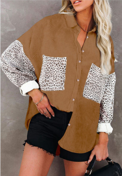 Leopard Print Women's Shirt Lapel Jacket apparels & accessories