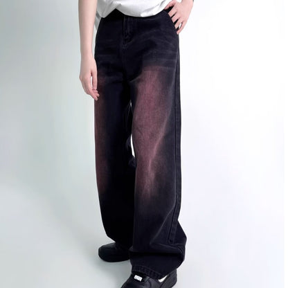 Men's Black Washed Red Jeans men's clothing